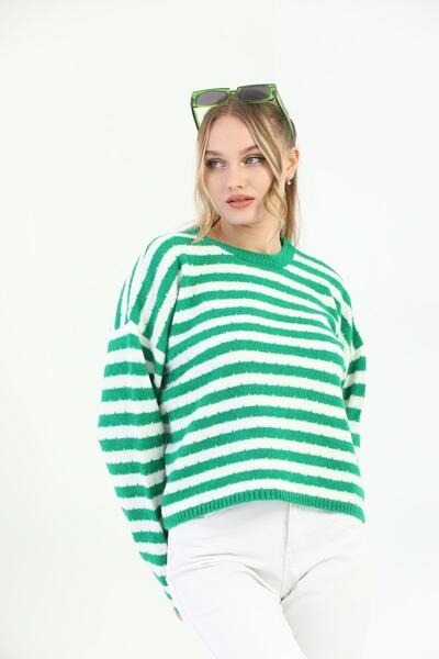youknitwear you Angora Prugasto Džemper