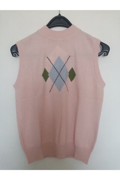 Butik Tülin Kadın Saf Kaşmir Açık Pembe Baklava Desenli Yumuşak Süveter L-xl ...