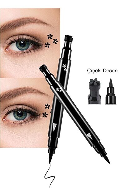 HaLVeY Çift Uçlu Çiçek Desenli Eyeliner