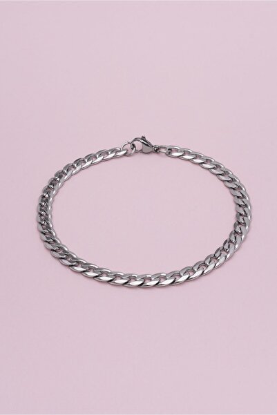 Fix Silver Örgü Zincir Çelik Erkek Bileklilk