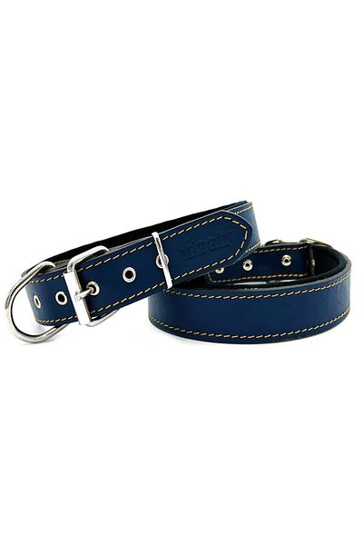 Tasma Market Dark Blue Soft Textured Leather Dog Collar Dog Collar