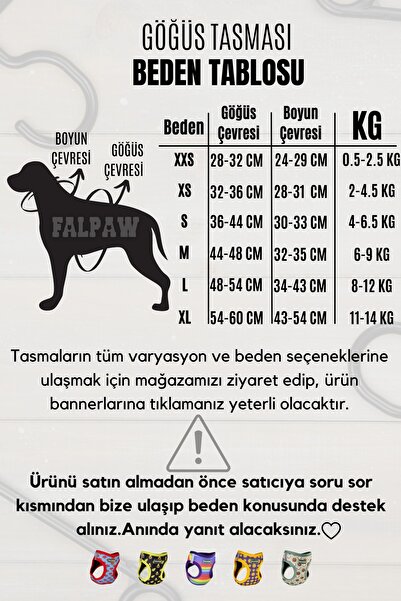 Falpaw Köpek Göğüs Tasması Kalp Desenli