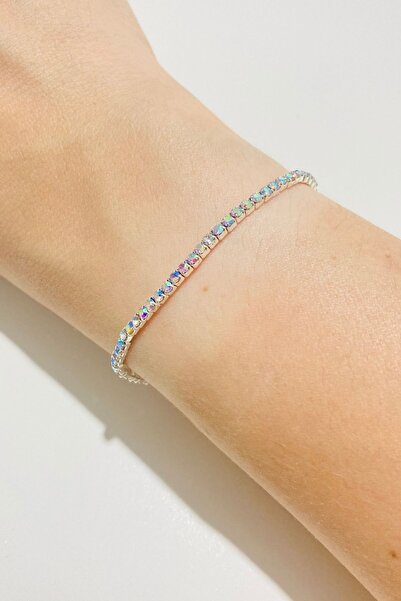 Tupek Store Full Round Silver Zircon Stone Flexible Waterway Bracelet