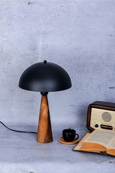Art&Gift Black Naturlig Solid Wood - Metal Head Lampshade