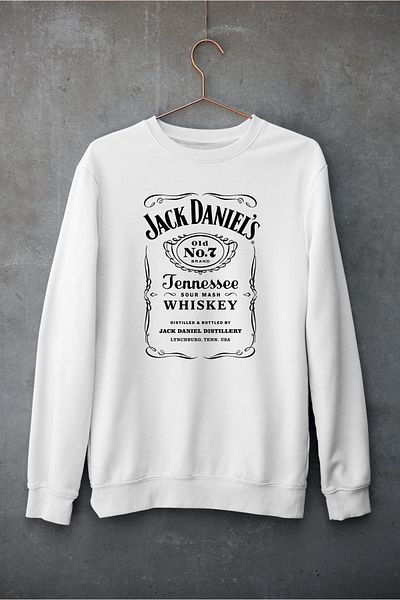 Raf Coll Unisex Oversize Crew Neck Jack Daniles Ψηφιακή στάμπα φούτερ με δύο νήματα εσωτερικά ανυψωμένα