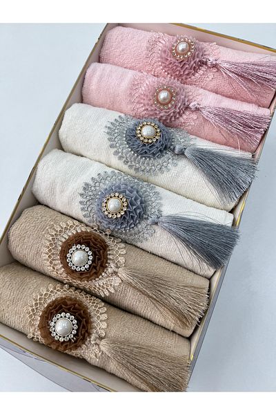 AYHANHOME Σετ 6 πετσετών κουζίνας 3d Velvet Tasseled 30x50 Boxed