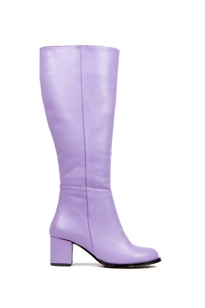 irmona Felipe Lilac Εισαγόμενες δερμάτινες μπότες με φερμουάρ κάτω από το γόνατο
