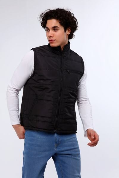 MUALTA سترة عمل سوداء ميكرو بولار بثلاثة جيوب أمامية + جيب داخلي واحد