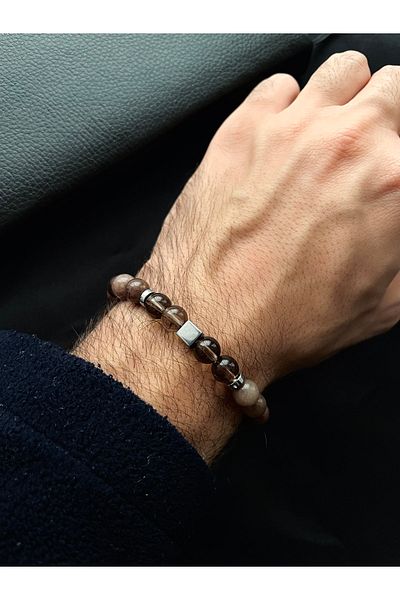 Padore Accessory Men's - Stylish Design Smokey Quartz Natural Stone Bracelet| Handcrafted
