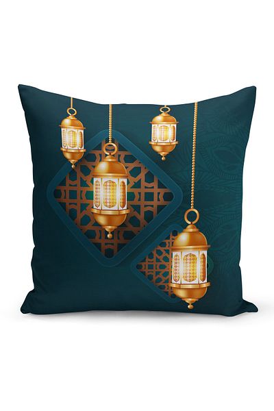 Filamente Ramadan Special Patterned Double Sided Digital Printed Throw Pillow Cover