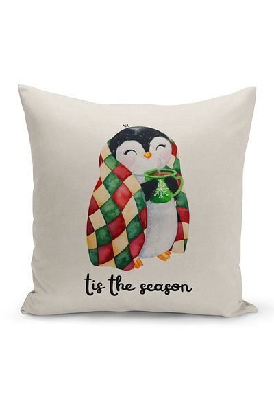 Filamente New Year Christmas Pattern Double Sided Digital Printed Throw Pillow Cover