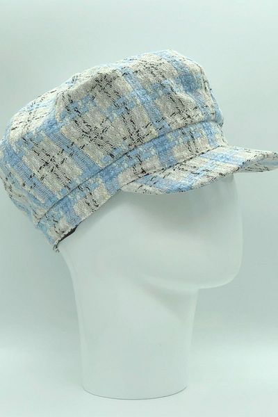 Hoppe Winter Women's Stamp Blue Plaid Cap Hat Baretta