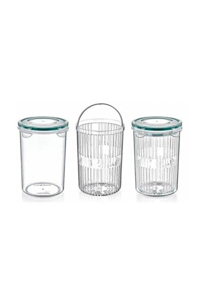 Meleni Home Set of 2 Olive Bowl with Strainer - Olive Pickle Storage Container 1.5 Lt