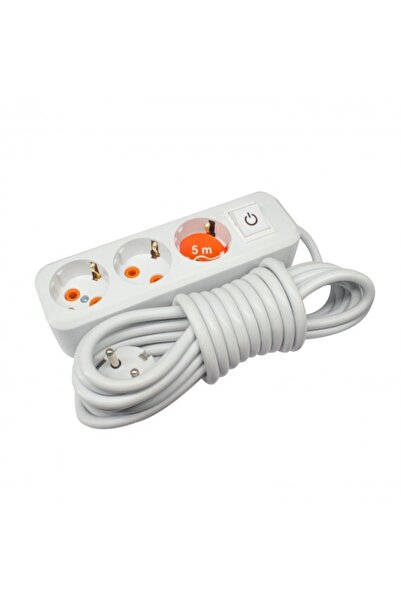 Asel Ara Kablo Topraklı Grup Priz 3 Lü 5mt Anahtarlı Asl-200