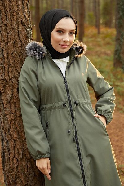 InStyle 4601 Kabát odolný proti dešti s fleecem uvnitř - Khaki