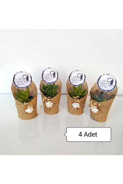 ORGANİZASYON HEDİYEM 4 Adet Öğretmenler Günü Konseptli Kurumsal Hediyelik Jüt...