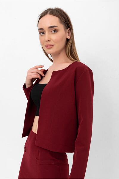 Laranor Claret Red Long Sleeve Short Crepe Jacket&cardigan