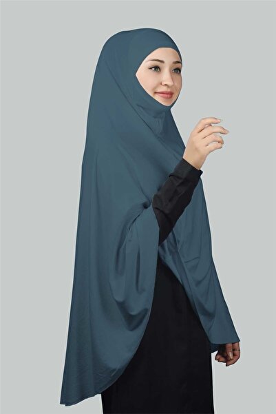 Altobeh Hazır Türban Peçeli Pratik Eşarp Tesettür Nikaplı Hijab - Namaz Örtüsü Sufle (5XL)- Açık Petrol