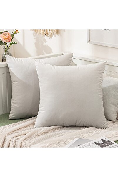 LadiesHome Cream Color Premium Velvet Special Cushion Cover 2-Pack 43x43 Cm