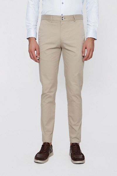 Morven Men's Beige Summer Dobby Cotton Side Pocket Slim Fit Slim Fit Trousers