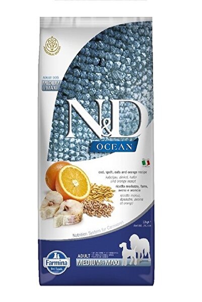 Farmina N & D Düşük Tahıllı Ocean Morina Balıklı Portakallı Yetişkin Köpek Maması 12 Kg