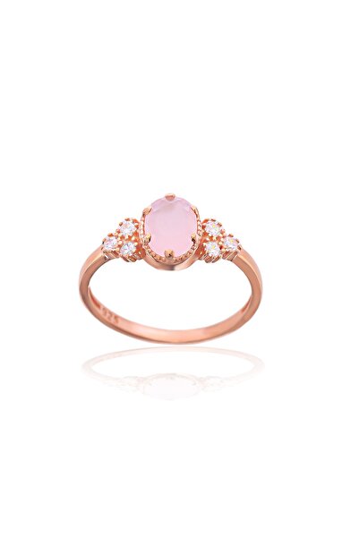 Miavi Silver 925 Ayar Gümüş Gül Kuvars Yüzük