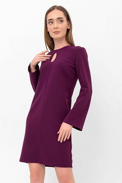 Laranor Purple Drop Collar Half Spanish Sleeve Crepe Dress