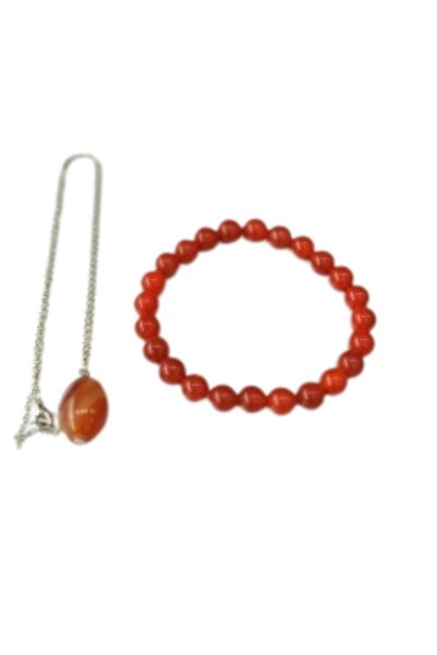 bayir silver Doğal Taş Akik /bileklik/kolye Set