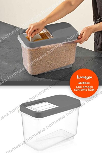 Homesea 10 Liter Large Size Dry Food Cereal Food Storage Container 1 Piece Gray