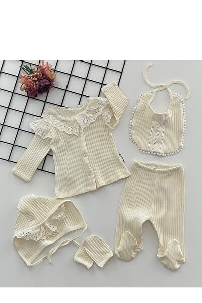 Neck Ruffle Baby Five-Piece Newborn Set