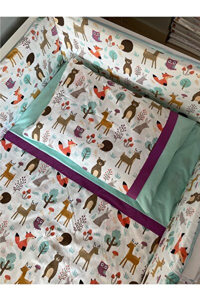 Jaju Baby مجموعة غطاء لحاف مونتيسوري للأطفال بنمط غابة لطيفة مقاس 120 × 200 مع حماية للحواف