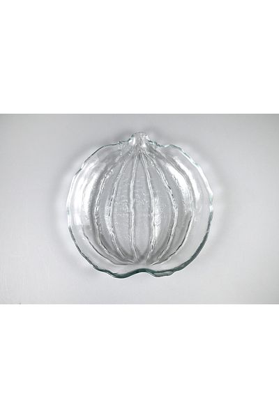 HERITAGE Transparent Glass Pumpkin Serving Plate Transparent 22 Cm