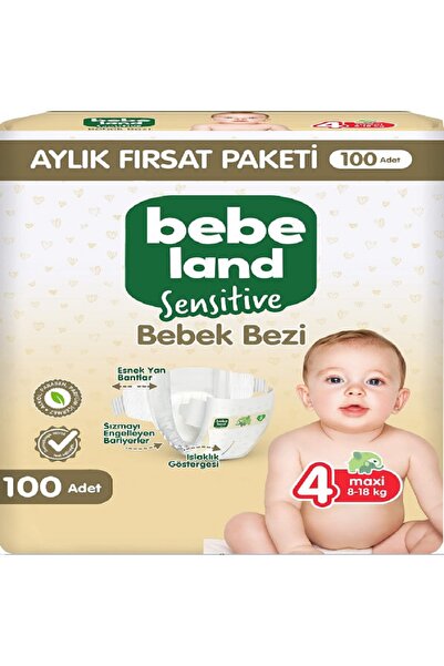 Bebeland Sensitive Bebek Bezi 4 Maxi 8-18 Kg 100 Adet