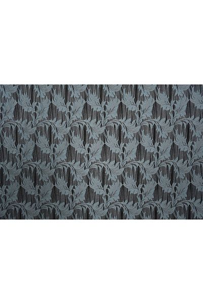 AKÇA TEKSTİL Leaf Model Blue Color Rope Curtain Ready Buttons Sewn Rope Curtain 300*270 Cm