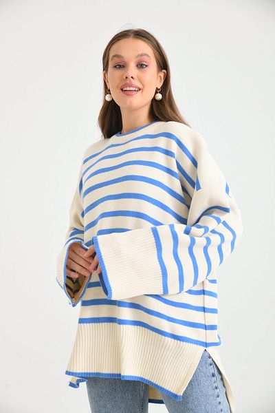 VOLT CLOTHİNG Pulover oversize tricot cu dungi pentru damă