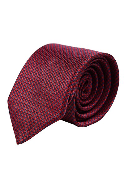 Esgue 6cm Slim Patterned Burgundy & Navy Blue Tie