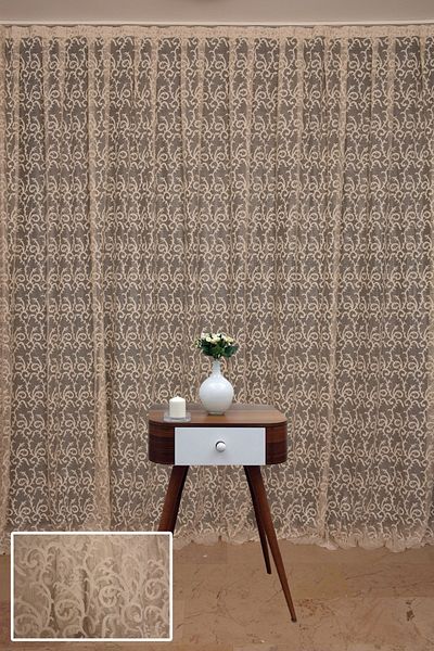AKÇA TEKSTİL Shawl Mink Color Single Wing Ready Made Planted Pleated Background Curtain 300*260 Cm