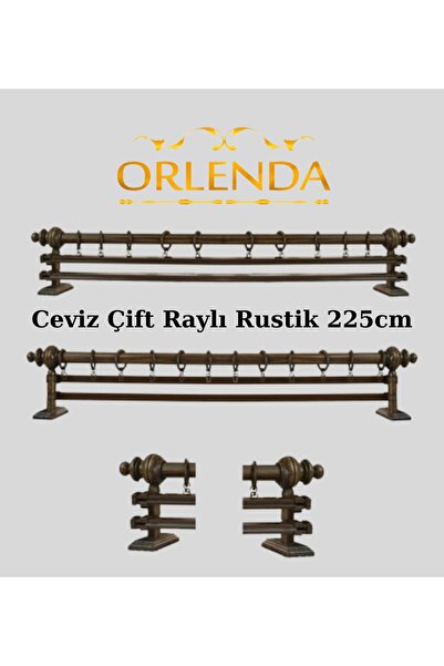 Orlenda Țeavă de aluminiu cu cap din lemn de nuc Umeraș rustic pentru perdea ...