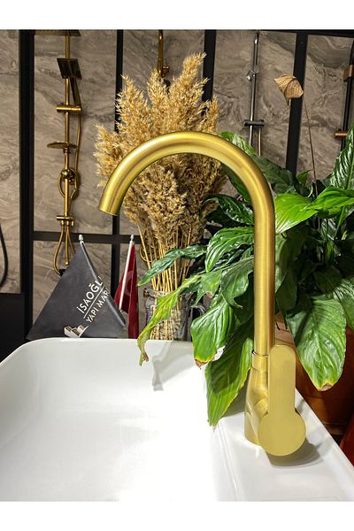 İSAOĞLU YAPI Matte Gold Kitchen Faucet Matte Gold Kitchen Faucet Brushed Gold Sink Faucet Gold Faucet
