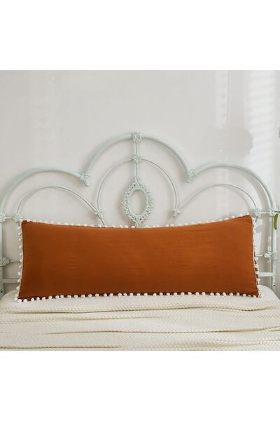 Tinybabyconcept Husa de perna lunga de maternitate din bumbac natural 50x135 cm pompon margine scorțișoară, respirabilă, decorativă