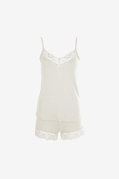 AYYILDIZ 59443 Ecru fésült pamut rövidnadrág szett
