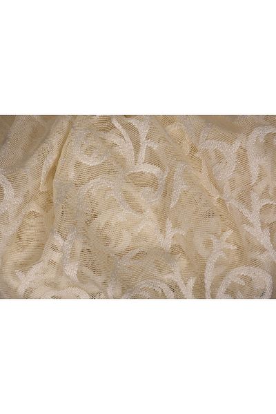 AKÇA TEKSTİL Shawl Cream Color Single Wing Ready Made Planted Pleated Background Curtain 300*260 Cm
