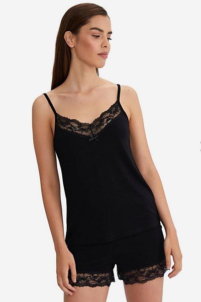 AYYILDIZ 59443 Costum negru din bumbac pieptănat