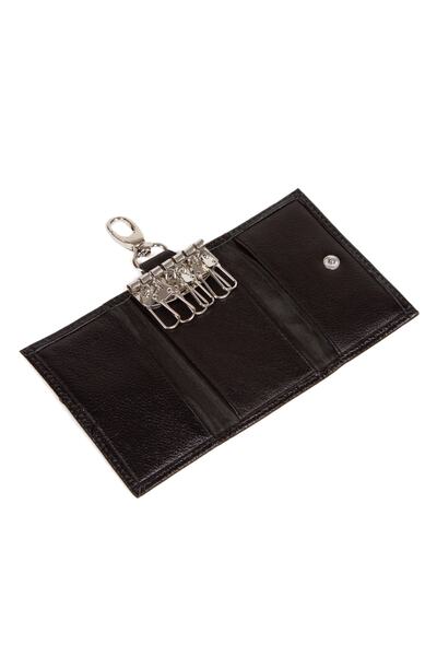 Newish Genuine Lambskin Balanced Snap Keychain.black (9.5CM X 6CM)