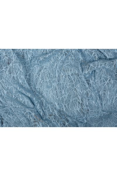 AKÇA TEKSTİL Spider Tulle Blue Color Single Wing Ready Planted Pleated Background Curtain 300*260 Cm