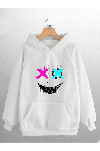 CANDEL Φούτερ Unisex Xox Smile με στάμπα με κουκούλα
