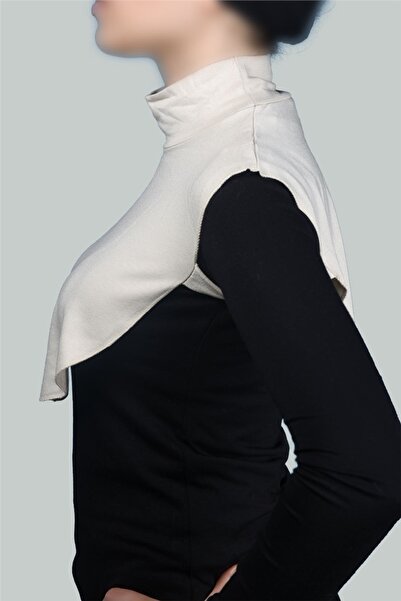 Altobeh Plain Turtleneck Throated Combed Cotton Hijab Neck Collar - Cream