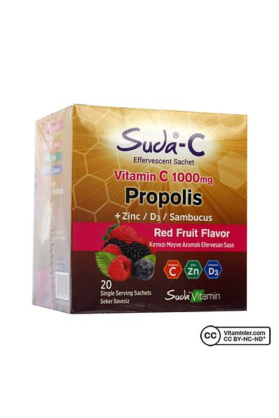 Suda Vitamin VitaminC1000MgandPropolis20 Sachets - Water