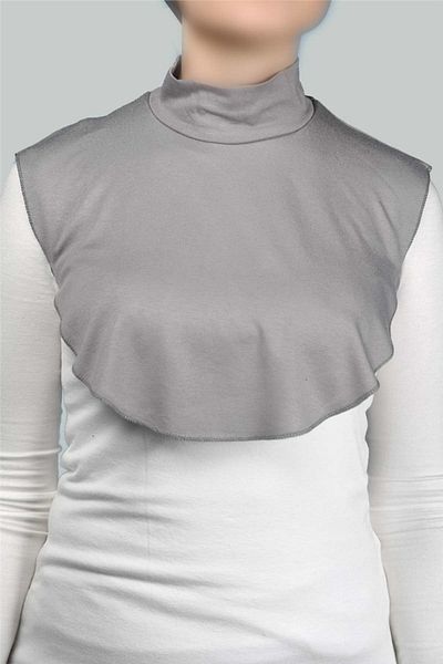 Altobeh Plain Turtleneck Throated Combed Cotton Hijab Neck Collar - Gray