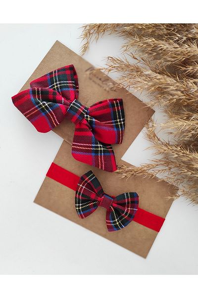 Miccolatte Mother Daughter Plaid Bow Buckle Bandana Set